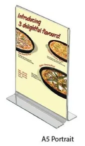 Tischständer aus doppelseitigem T-Typ aus Plexiglas - Größe A5 im Hochformat